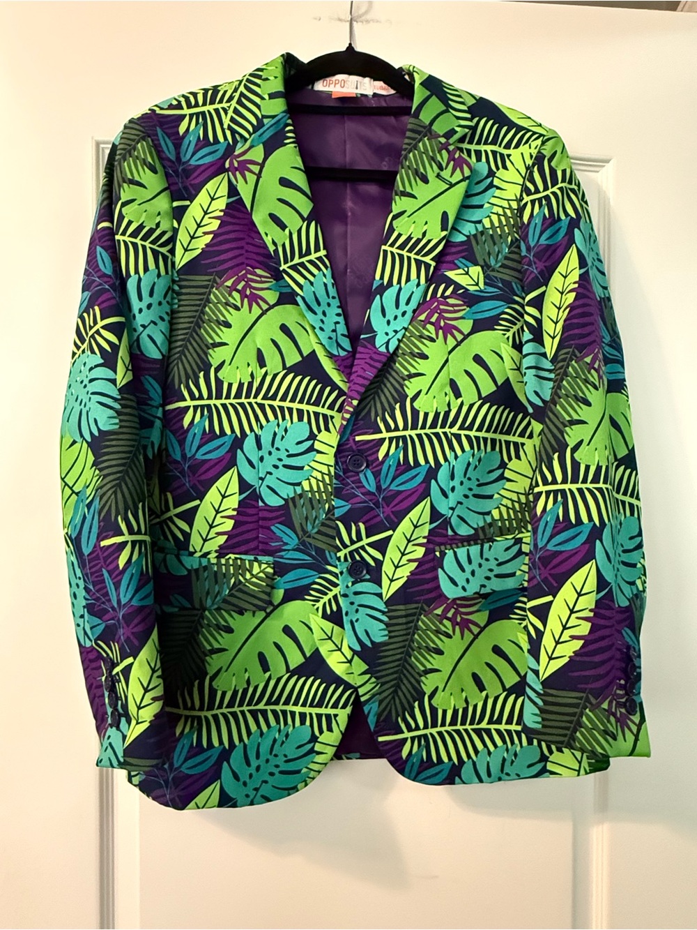 OppoSuits Tropical Leaf Blazer in Green, Teal, Blue & Purple